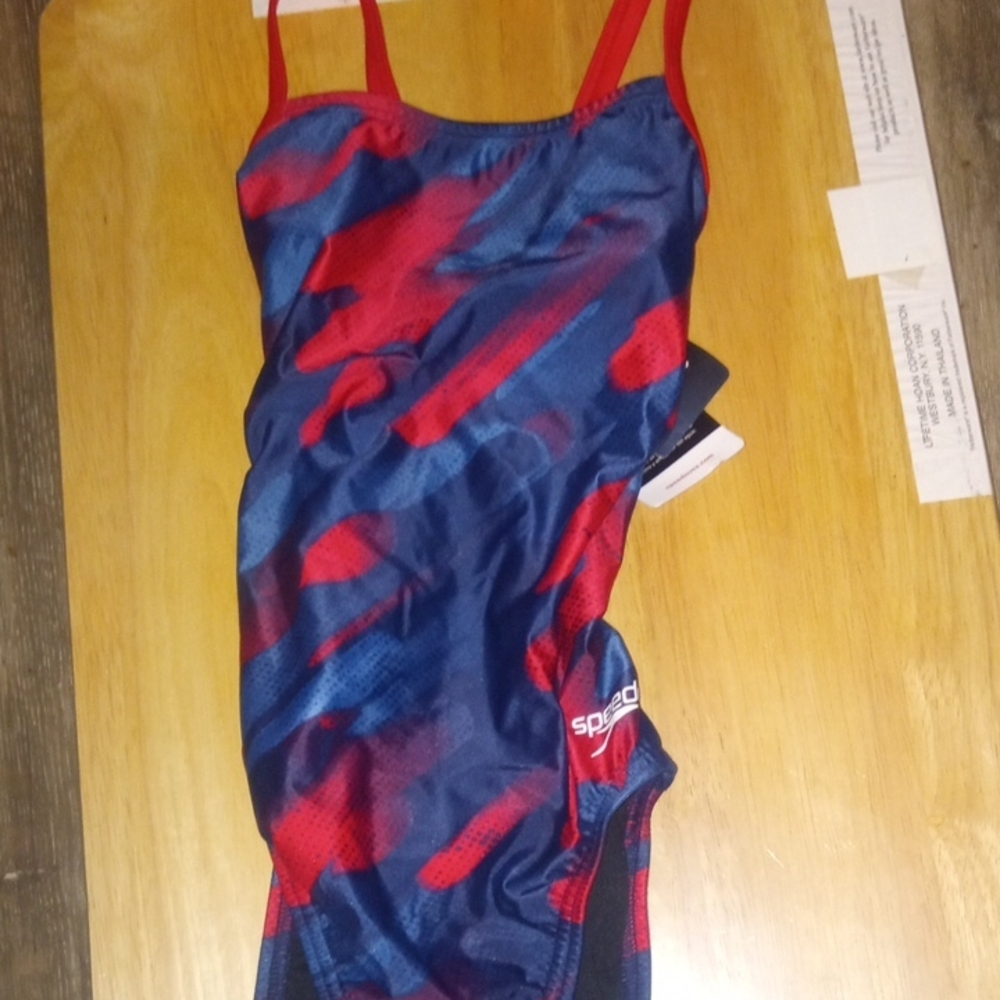 Speedo Red and Blue Women's One Piece Swimsuit